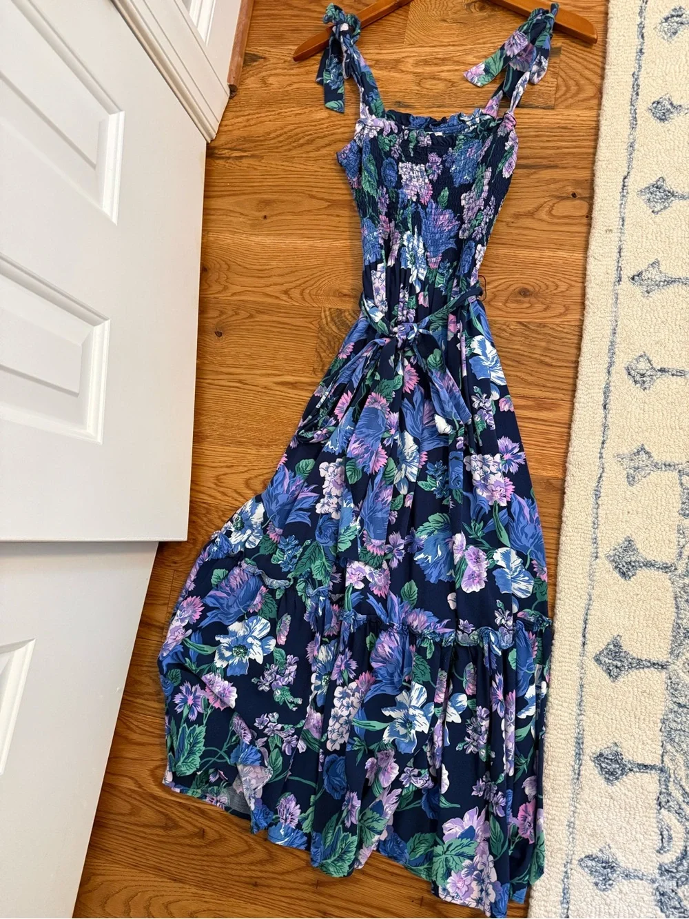 J.Crew Beachwear Smocked tie-shoulder dress in retro floral Size Small